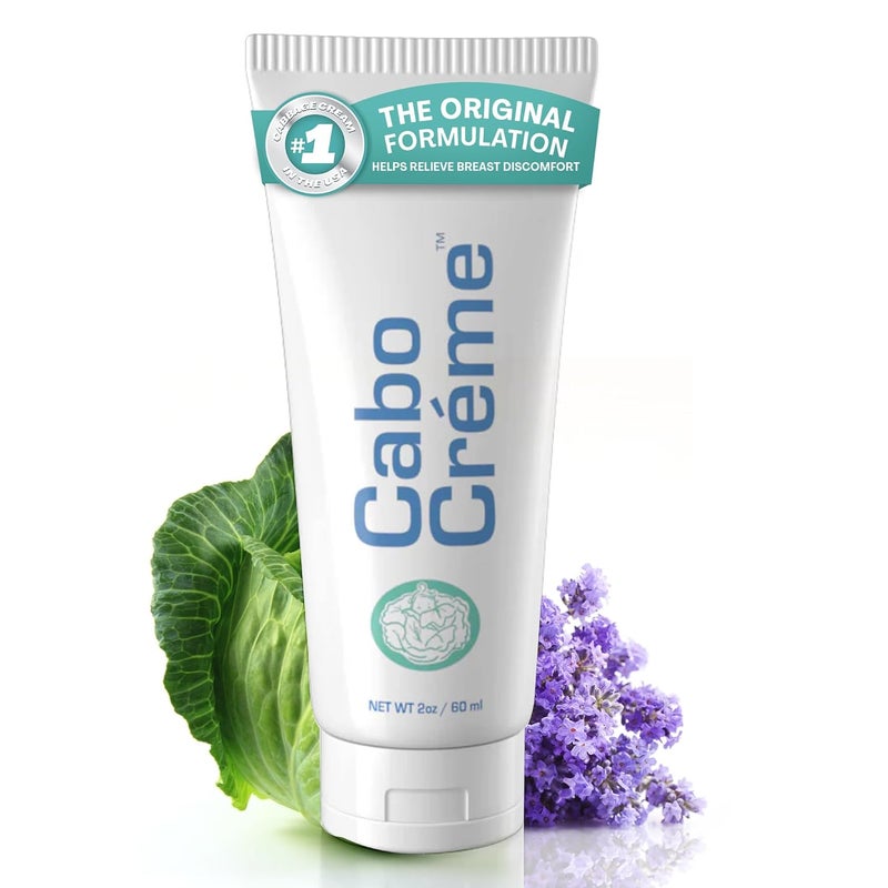 Cabocreme كريم كابو كريمي لثديي الكرنب لتخفيف الألم والاحتقان، دعم الفطام للرضاعة الطبيعية - تجفيف حليب الثدي - أساسي بعد الولادة - تم إنشاؤه بواسطة أطباء النساء والتوليد وموافق عليه من قبل الأمهات المرضعات - 2 أونصة - Image 1